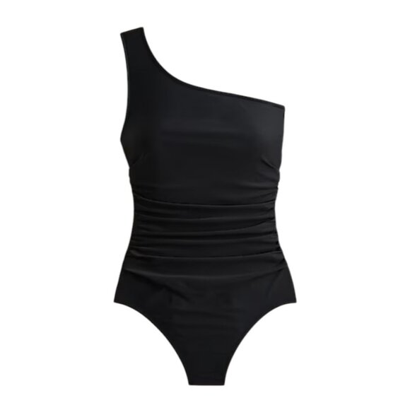 J. Crew Black Sleek ruched one-shoulder one-piece swimsuit Size 4 - Picture 2 of 11